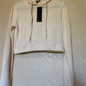 Mono B Off-White Cropped Hoodie Large NWT